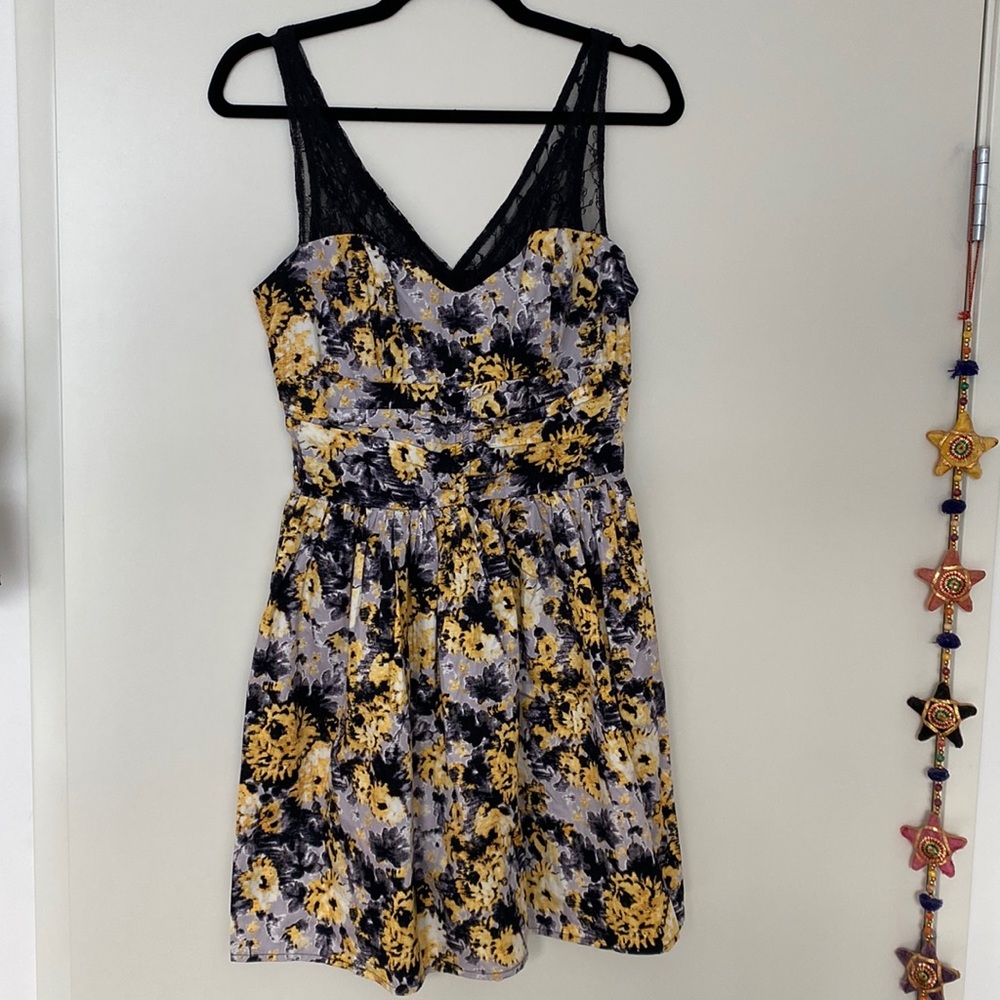 Floral Lace-Trimmed Dress